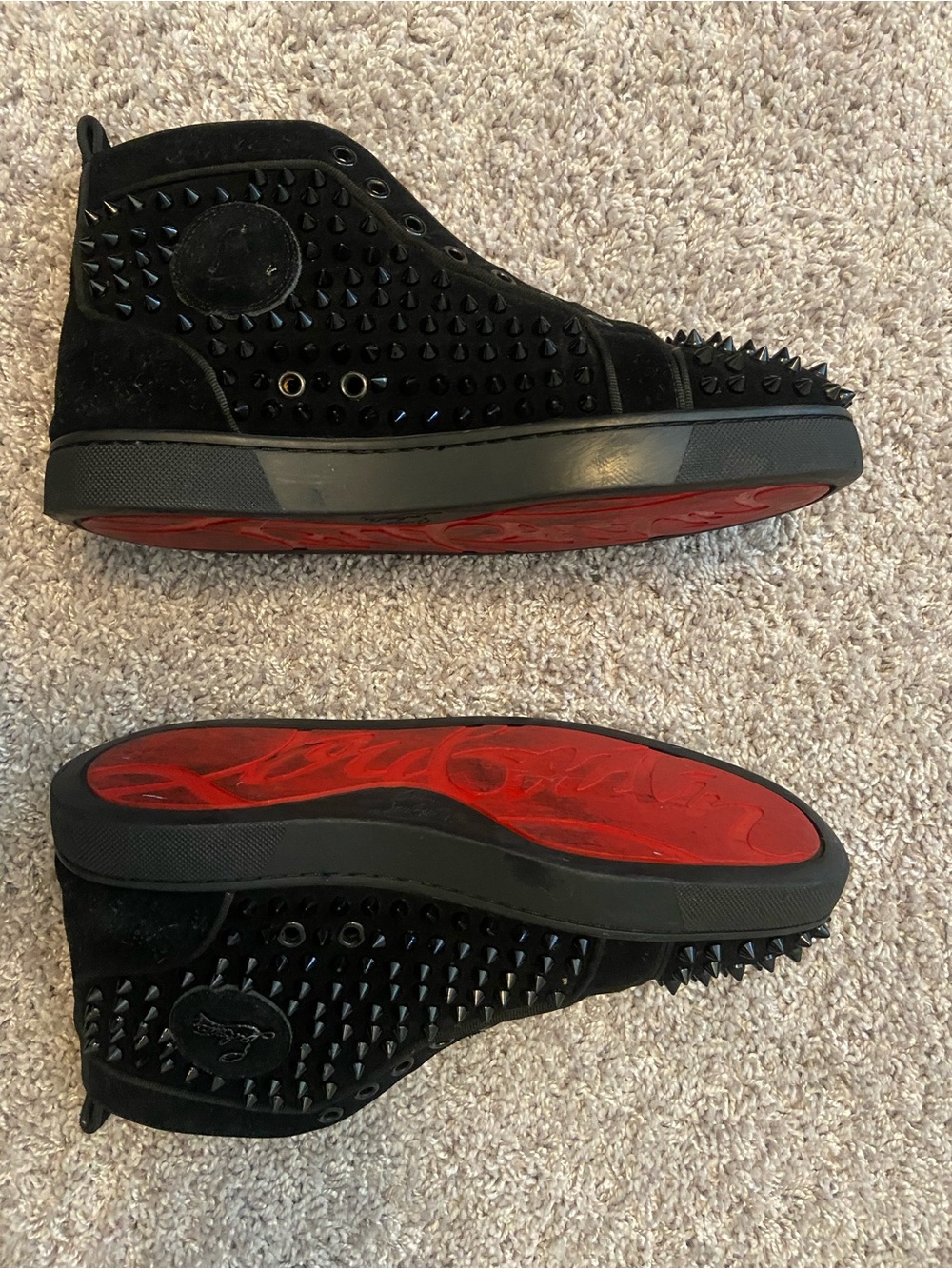 Christian Louboutin Black Suede Spiked High Top Sneakers EU 40 US M 7 / US W 9.5
